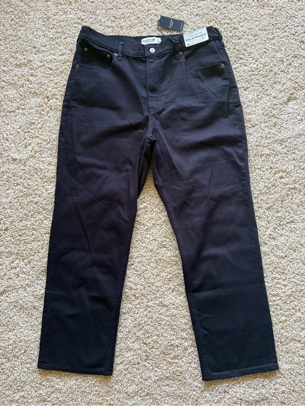 Abercrombie & Fitch 90s Straight Ultra High Rise Black‎ Jeans 32 Short NWT
